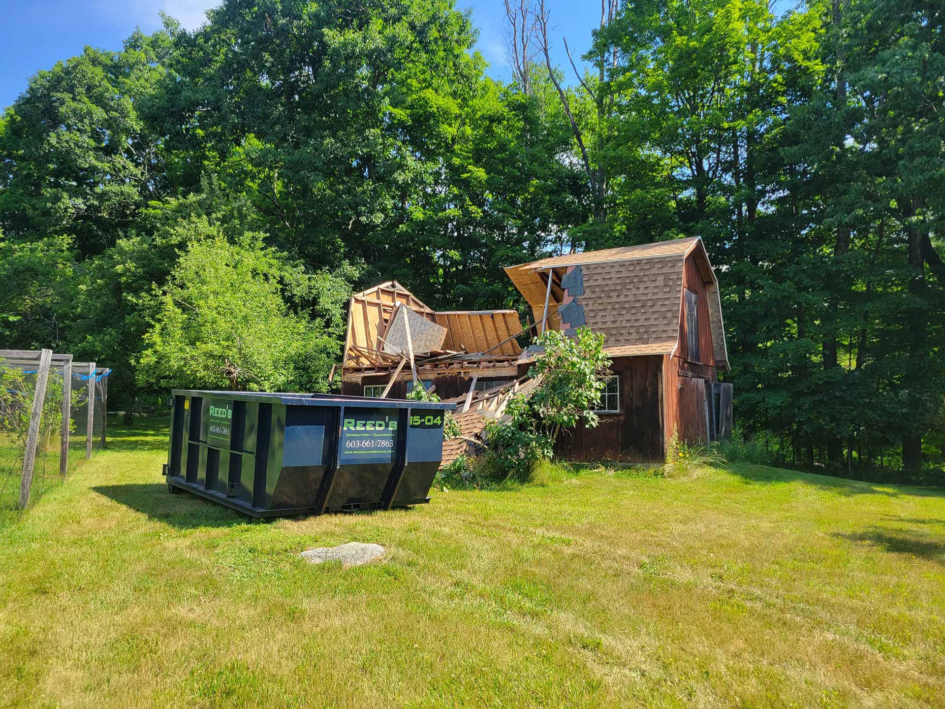 In-progress garage demolition