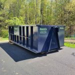 Rental dumpster from Reed's Demolition & Cleanouts LLC in driveway